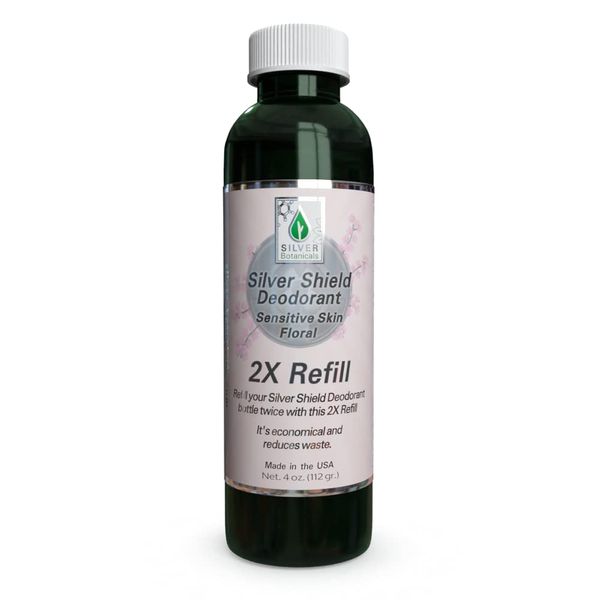 Silver Shield Deodorant - Sensitive Skin Formula - Floral Scent | All Natural Colloidal Silver Deodorant (2X Refill, 4 oz.)