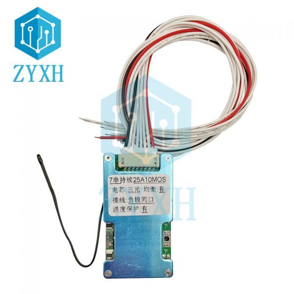 j182 Battery Charging Board Equalizer Balanced BMS 7S 24V 15A 20A 25A Lithium 18650 with NTC Temperature Protection for Ebike/escooter