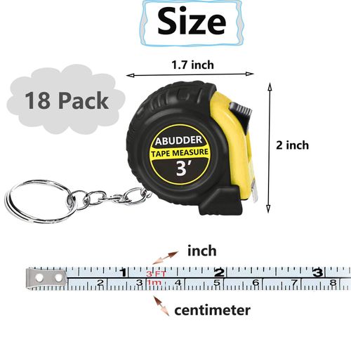 18 Pack Small Tape Measure Keychains - Mini Tape Measures Retractable - Pocket Measurement Tape Bulk Easy Read 3 Feet (18, Yellow, 3 Feet)