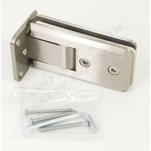 U.S. Horizon Shower Wall Mount Hinge With Offset Back Plate Satin Nickel