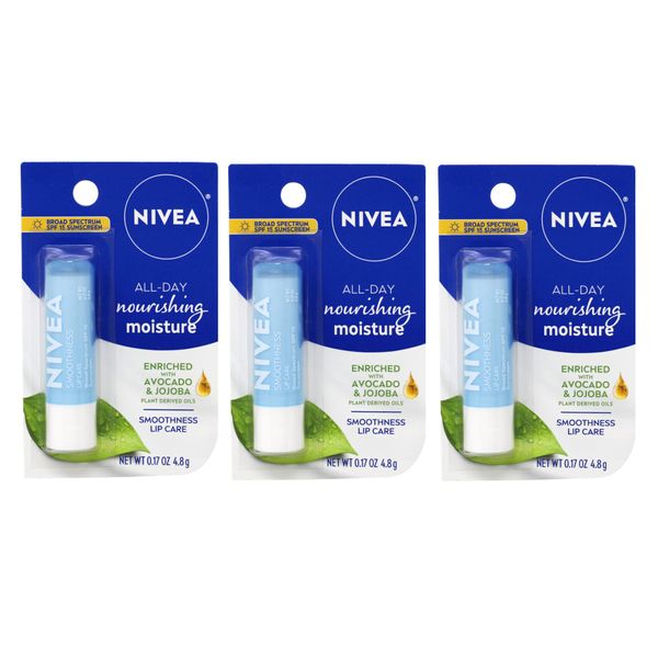 NIVEA Smoothness Lip Care SPF 15, 0.17 oz (Pack of 3)