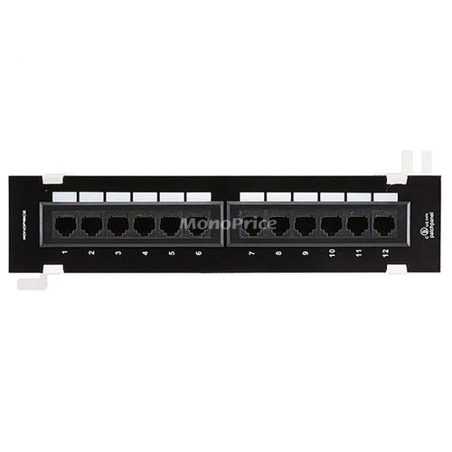 Monoprice 12-Port Vertical Cat6 Mini Patch Panel (110 Type) (568A/B)