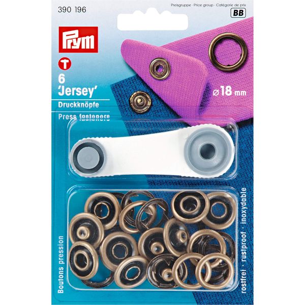 Prym Druckknöpfe"Jersey" 18 mm, altmessing, 6 Stück