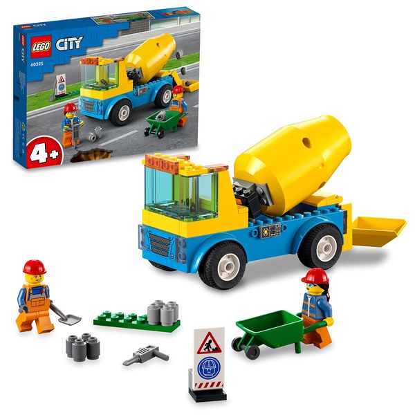 LEGO® City Cement Mixer Truck 60325 Building Kit; Realistic Toy Construction Vehicle for Kids Aged 4+