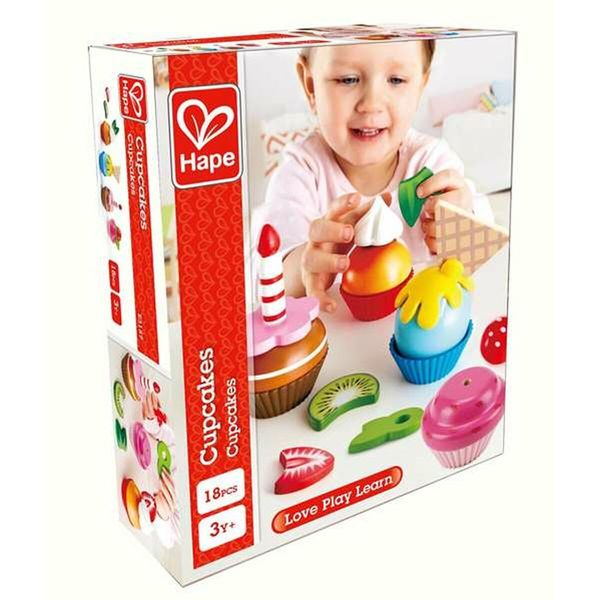 Hape Cupcakes | Colorful Wooden Cupcakes, Children’S Pretend Play Food Kitchen Toy