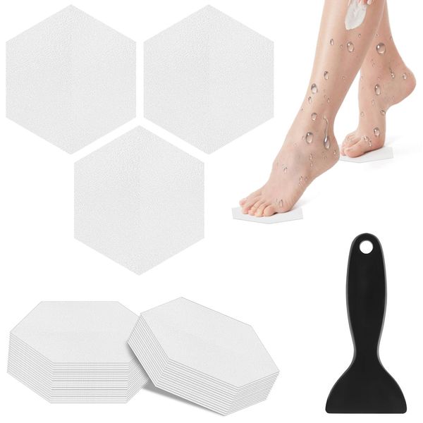BetterJonny Anti Slip Bathtub Strips, 36 PCS Transparent Adhesive Shower Sticker for Bathtub Non-Slip Strip Stickers Anti Skid Tape Flooring Safety Tape Mat with Scraper for Bath Shower