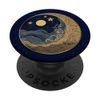 Golden Blue Crescent Moon Celestial Aesthetic Chic Boho PopSockets Standard PopGrip