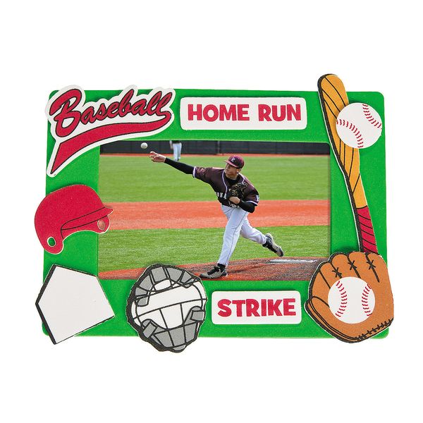 Baseball Picture Frame Magnet Craft Kit - Arts & Crafts - Makes 12