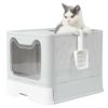 Large Cat Litter Box with Cover Enclosed Drawer Front Entry & Top Exit Cat Potty
