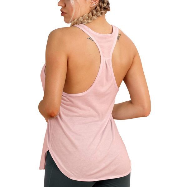 icyzone Yoga Sport Tank Top Damen Racerback Lauftop Fitness Running Shirt Oberteile (L, Pale Blush)