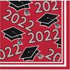 Creative Converting Class of 2022 Classic Red Beverage Napkins, 5"