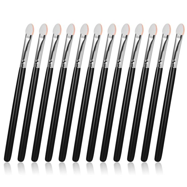 Sibba Sponge Eye Makeup Brushes 12 Pieces Black Double Sided Eyeshadow Applicators Wand Shadow Brush Applicator Tool Set for Women Girls