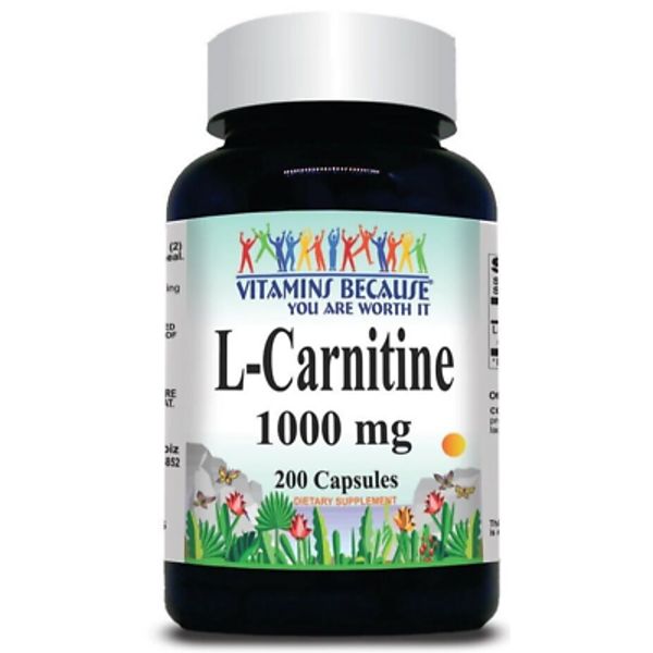 L-Carnitine 1000mg (Free Form) 200 capsules by Vitamins Because