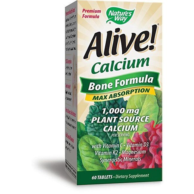 Nature's Way Alive! Calcium Bone Formula Supplement Tablets, 60 Ct (4 Pack)