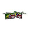 Union Jack Mixed with Brazilian Flag Cufflinks in a Post Friendly Cufflink Box
