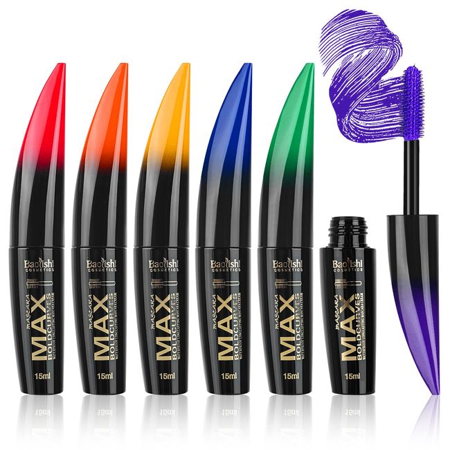 Joyeee 6 Farben Mascara Bunte Wimperntusche, Wasserfest, Langanhaltend, Natürliche Lange Wimpern, Professionelles Color Mascara Set, Grün, Lila, Gelb, Blau (6x15ml)