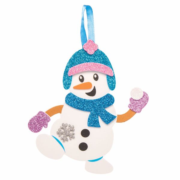 Baker Ross FC118 Snowman Decoration Craft Kits - Pack of 8, Decorations for Children to Make and Display, Creative Activities for Kids, Ideal Christmas Arts and Crafts Project