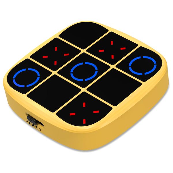 Tic Tac Toe Bolt Game, 4-in-1 Handheld Puzzle Game Console,Electronic Tic Tac Toe Game for Educational and Memory Growth, Portable Travel Games for Car Ride, Board Games for Kids and Adults(Yellow)