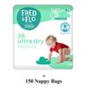 Fred & Flo Size 5+ Nappies 36 Pack + 150 Nappy Bags