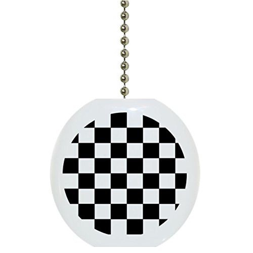 Carolina Hardware and Decor 1102F Black Checkered Solid Ceramic Fan Pull