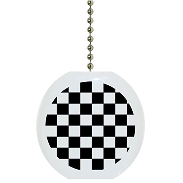 Carolina Hardware and Decor 1102F Black Checkered Solid Ceramic Fan Pull