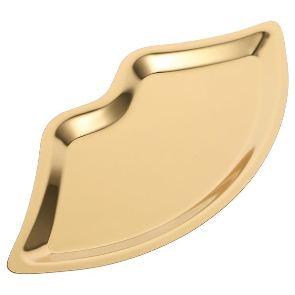 ULTECHNOVO Korean Ins Style Lip Jewelry Storage Tray Trim Tray Jewlery Tray Metal Serving Tray Jewelry Holder Dish Key Dish Trinket Dish Girl Golden Jewelry Tray Stainless Steel Accessories