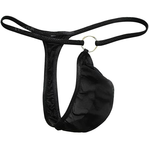 ITODA String Tanga Sexy Herren G-String mit O-Ring Mini Slips Mesh Thong Erotisch Dessous Ouvert Höschen T-Back Mankini Männer Erotik Unterwäsche Offener Schritt Unterhose Abend Reizwäsche