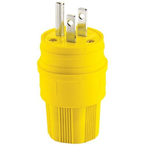 EATON 14W47-K Arrow Hart Straight Blade Watertight Grounded Electrical Plug, 125 Vac, 15 A, 2 P, 3 W , Yellow