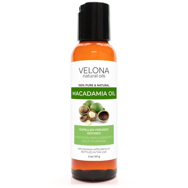 Macadamia Nut Oil By Velona - 2 oz Refined Expeller pressed Skin, Hair Body Face