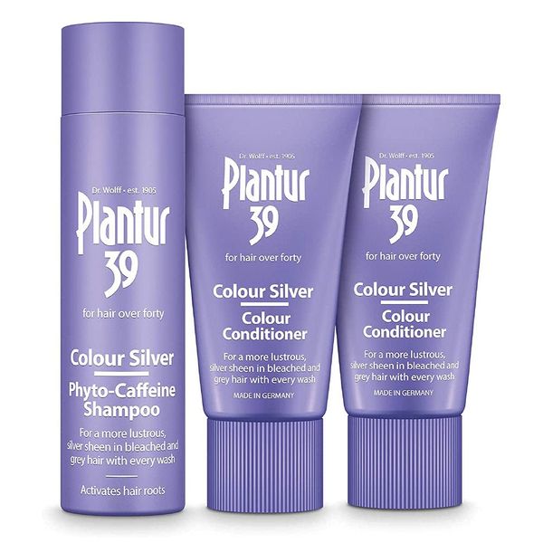 Plantur 39 Purple Shampoo and Conditioner Set | Enhanced Silver Sheen for Bleached and Grey Hair | Prevents and Reduces Hair Loss and Supports Hair Growth | 1x Shampoo 250ml | 2x Conditioner 150ml