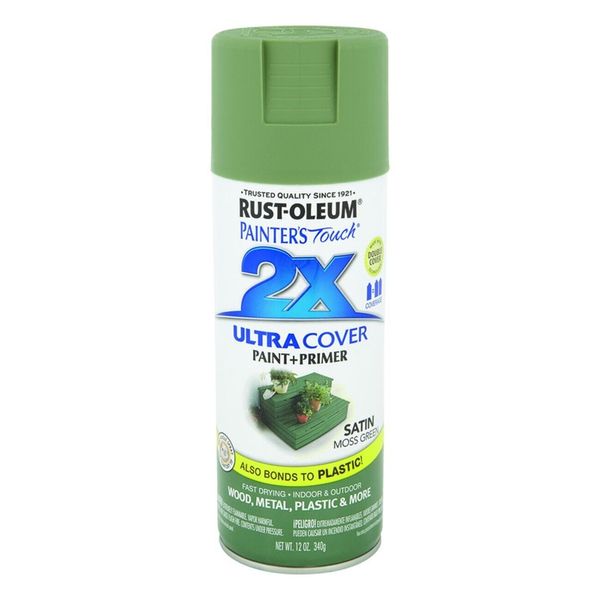 Rust-Oleum 249071 Multi-Purpose Satin Moss Green Spray Paint 12 oz. (Pack of 6)