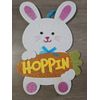3-D Glitter Bunny Easter Greeting Door Sign. Hoppin