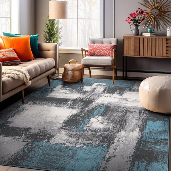 Rugshop Area Rug Contemporary Abstract Stain Resistant Soft Rugs Indoor Rugs 5x7