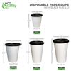 10oz White Coffee Cups and Black Flat Lids Hot Cold Drinks Disposable 500pcs