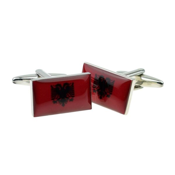 X2BOCF072 - Albania Flag Cufflinks Presented in a Cufflink Box