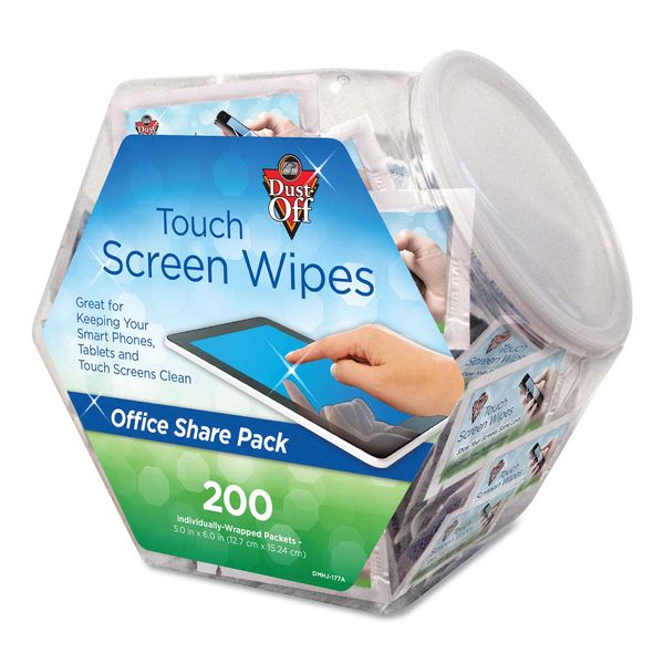 Falcon Dust-Off Touch Screen Wipes, Office Share Pack, 200/Pack (DMHJ)