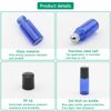 Rowiz 35PCS 3ml Colorful Glass Roll on Bottles with Stainless Steel Roller Balls and Black Screwcap (Blue)
