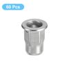 sourcing map M5 Half Hex Body Rivet Nuts, 60pcs 304 Stainless Steel Flat Head Threaded Insert Nuts for Metal, Plastic