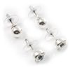 Silver Tone Clear Stud Earring Set - 2 Pairs of Studs
