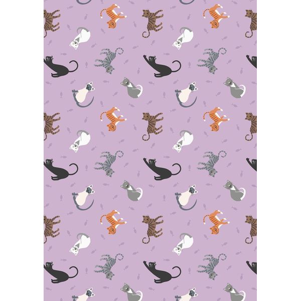 Lewis & Irene Small Things Pets Fabric Collection Cats on Warm Lilac SM28.2 100% Cotton Fabric by The Yard