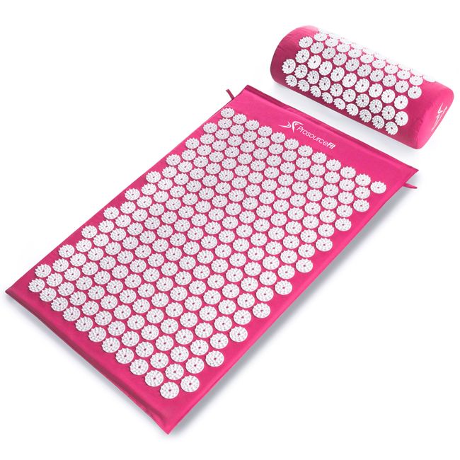 ProsourceFit Acupressure Mat and Pillow Set for Back/Neck Pain Relief and Muscle Relaxation, Pink
