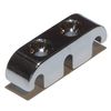 Bass guitar string tree retainer in chrome.