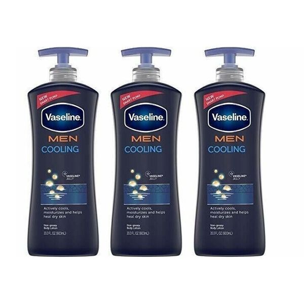 BL Vaseline Mens 24-Hour Moisture Lotion Cooling 20.3oz --THREE PACK