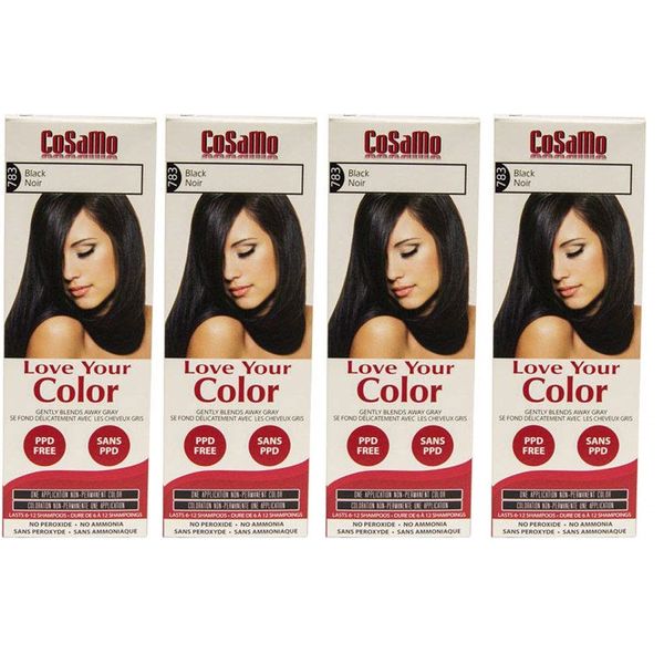 CoSaMo Hair Color #783 Black - Compares to Clairol Loving Care #83 (Pack of 4)