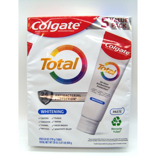 Colgate Total Whitening Toothpaste Whole Mouth Health 6.0 oz, 5 pack, Exp 2/26