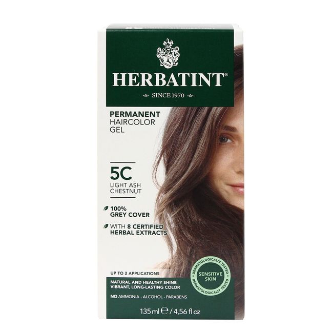 Herbatint Permanent Herbal Hair Color Gel 5C Light Ash Chestnut 4.56 Ounce