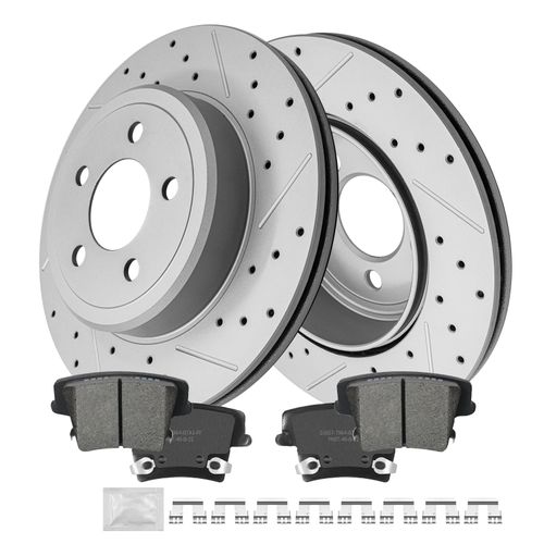 FRaxle Rear Brake kit, Drilled & Slotted Brake Rotors and Disc Brake Pads fit for Dodge Challenger 2009-2022 Dodge Charger 2006-2023 Dodge Magnum 2005-2008 Chrysler 300