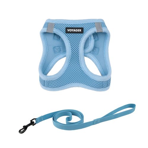 Voyager Step-in Air Cat Leash Harness Set - All Weather Mesh, Step in Vest Harness for Small and Large Cats by Best Pet Supplies - Baby Blue, S (Chest 14-16")