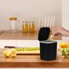 Obstnny 2 Liter Mini Trash Bin with Push Button Lid, Black Desktop Waste Bin, 1 Pack