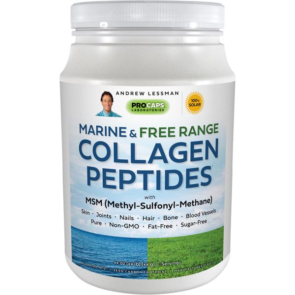 ANDREW LESSMAN Marine & Free Range Collagen Peptides Powder & MSM 120 Servings - Supports Radiant Smooth Soft Skin, Comfortable Joints. Super Soluble No Fishy Flavor No Additives Non-GMO